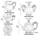 Tea Set Porcelain - Tea Sets for Women Adults 15 Pieces - Tea Cup and Saucer Set for 6 with Creamer and Sugar Bowl - Vintage English Tea Sets with Teapot (38 oz) and Cups (7.4 oz)