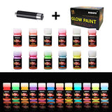 HXDZFX Glow in The Dark Paint UV Paint(Set of 12 Bottles 20g. Each) Safe Non-Toxic for Slime,Nails,Epoxy Resin,Acrylic Paint,Halloween,Fine Art and DIY Crafts