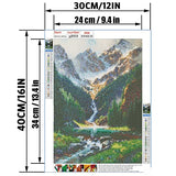 DIY 5D Diamond Painting Kit for Adult, 5D Painting Dots Kits Landscape, DIY Round Diamond Rhinestone Painting Kits Pictures Arts Craft for Home Wall Decor Gift, Mountain Waterfall - 12 X 16 inch