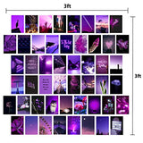 KOSKIMER Wall Collage Kit for Teens – 50 pcs Aesthetic Photo Collage – Vibrant Purple Collage Wall Kit Aesthetic – Premium Quality Paper – Superb Wall Collage Aesthetic – Dorm Room Decor