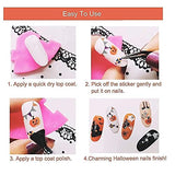 TailaiMei 1500 Pcs Halloween Nail Decals Stickers, 12 Sheets Self-Adhesive DIY Nail Art Tips Stencil for Halloween Party, Include Pumpkin/Bat/Ghost/Witch etc