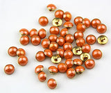 RayLineDo 25Pcs Pearl Orange Half Resin Dome Cap Copper Base Crafting Sewing DIY Buttons-13mm