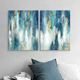 Blue Abstract Canvas Wall Art: Colorful Oil Painting Artwork Picture for Living Rooms