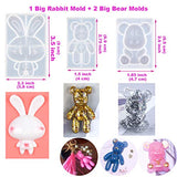 EuTengHao 132Pcs Animal Silicone Molds DIY Resin Casting Molds Kit Contains 4 Bears Resin Molds Rabbit Cat Paw Mold Necklace Pendant Resin Molds Time Gem Eiffel Tower Jewelry Crystal Resin Mold