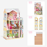 ROBUD Kids Wooden Dollhouse Toy, Dream Doll House Gift for Little Girls 3 Year Olds