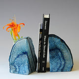 JIC Gem Agate Bookend Dyed Blue Polished 1 Pair - 3 to 4 Lbs