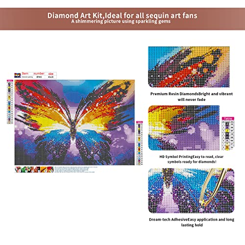 Butterfly Diamond Painting Kits for Adults Beginner ,5D DIY Full Drill  Diamond Art for Home Decor Gifts 12x16inch