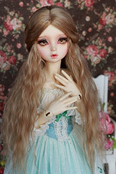 Kuafu 1/4 BJD/SD Doll Wig Cute Long Curly Girls Wigs Hair Mixed Linen And Brown