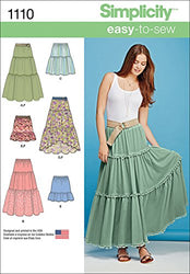 Simplicity 1110 Learn to Sew Tiered Skirt Sewing Pattern for Women, Sizes XXS-XXL