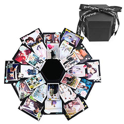 Creative Black Explosion Box,DIY Photo Album Surprise Box,Love Memory Scrapbooking Gift Box for Birthday Christmas Anniversary Wedding Valentine Gifts
