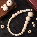 Chuangdi 1105 Pieces Wooden Beads, Natural Round Wood Beads Set with 1 Roll Crystal Elastic Line