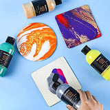 14 Colors 8.45oz Acrylic Pour Paint Supplies Kit, Large Volume Premixed High Flow Painting Bulk Set Including Canvas, Wood Natural Slices, Pouring Oil, Tools Gloves, Strainer, Cups for Beginner DIY