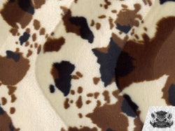 1 X Velboa Faux / Fake Fur Cow BEIGE BLACK Fabric By the Yard