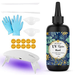 UV Resin Kit - UV Light for Resin, 250g Crystal Clear Hard Jewelry Glue, Resin Tools for DIY Craft Decoration, Jewelry Making, Casting and Coating