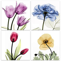 Diamond Painting Flower 4 Pack DIY 5D Full Diamond Painting Art Kit for Adult Kids Beginner Diamond Crafts Home Wall Decoration Painting Boy Girl Birthday Christmas Gift 11.8 × 11.8 Inch Multicolor