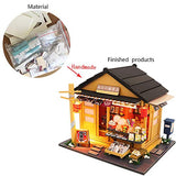 WYD Japanese Grocery Store Wooden Creative Doll House Store DIY Assembled Model Building Kawaii Puzzle with Dust Cover