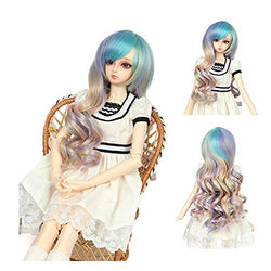 IPLD 1/3 BJD Doll Curly Wig Pink, for 23.62 inches BJD Doll Cosplay Long Wavy Blue and Yellow Hair (Blue)