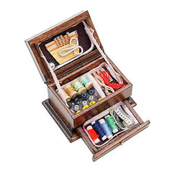 Odoria 1:12 Miniature Vintage Sewing Box with Needle Kit Dollhouse Decoration Accessories