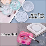 Graceduck Silicone Molds for Epoxy Resin - Ashtray Mold Casting Crystal Clear Home Office Decor Soap Holder Coaster Square Art and Craft Kit with Glitters Colors and Gold Silver Foil Measuring Cup