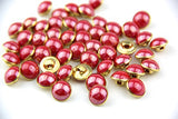Pack of 25pcs 13mm Red Pearl Half Resin Dome Cap Copper Base Buttons for Crafting Sewing