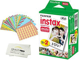 Fujifilm Mini Instant Film for Fujifilm Mini 8, 9 11 Cameras Bundled with Custom Frame Stickers and Quality Photo Microfiber Cloth (20 Films)