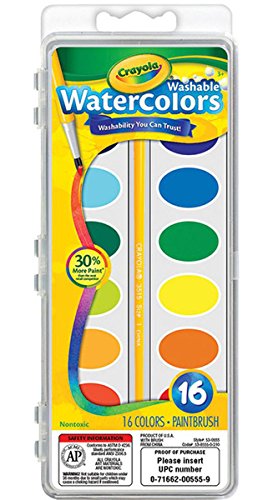 Crayola 530555 Washable Watercolor Paint, 16 Assorted Colors