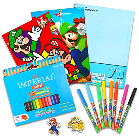 Super Mario Art Set for Kids - Bundle with Mario Art Supplies with Canvases, Easel, Paint Plus Stickers and More | Super Mario Gifts for Boys, Girls