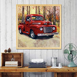 Diamond Painting Kits for Adults 5D DIY Round Diamond Number Kits with Full Drill Crystal Rhinestone Diamond Embroidery Paintings 11.8×11.8 Red Retro Car