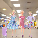 22 Pcs Doll Travel Clothes and Accessories for 11.5 inch Doll Including Luggage 3 Sets Clothes 2 Shoes Camera Sunglasses Handbag Phone Tickets (Doll is Not Included)