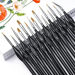 Miniature Paint Brushes, Fuumuui 15Pcs Professional Fine Detail Paint Brush Set for Acrylic, Watercolor, Oil, Face, Nail, Scale Model Painting, Line Drawing, Paint by Numbers