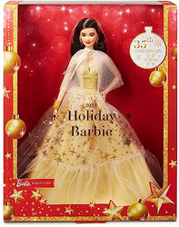 2023 Holiday Barbie Doll, Seasonal Collector Gift, Barbie Signature, Golden Gown and Displayable Packaging, Black Hair
