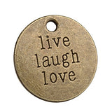 20 Pieces Live Laugh Love Inspirational Medallion Charm Findings for Jewelry Pendant Necklace