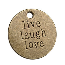 20 Pieces Live Laugh Love Inspirational Medallion Charm Findings for Jewelry Pendant Necklace