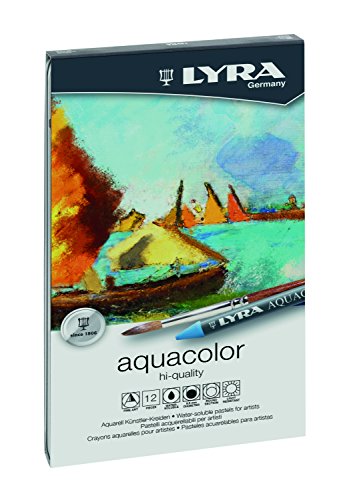 LYRA Aqua Color Water-Soluble Wax Crayons, Set of 12, Assorted Colors (5611120)