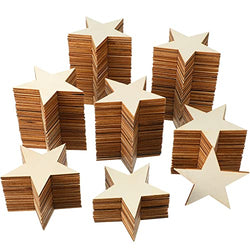 Gejoy 300 Pieces Wooden Stars Shape Unfinished Wood Stars Pieces Blank Wood Pieces Wooden Cutouts Ornaments for Craft Project & Christmas Party Wedding Decoration(3 Inch)