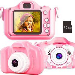 Sinceroduct Mini Kids Camera for Girls & Boys- 20MP Digital Camera for Kids & Toddlers – Kids Selfie Camera Video Camera- 2.0 Inch IPS Screen - 32GB SD Card Included - Pink