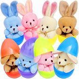 Double Couple Easter Eggs Filled with Plush Bunny - Surprise Plastic Colorful Easter Egg Toys - Great Party Bag Stuffer Rewards（8 Pack）
