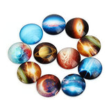 JJG 20pcs 25mm Mixed Galaxy Stars Glass Round Cabochons Flatback Dome Cameo for Jewelry Making