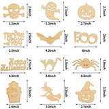 60 Pieces Halloween Wooden Slices Blank Hanging Tags Hanging Wood Ornaments Halloween Cutouts Crafts with 60 Pieces Twine Ropes for Halloween Ornaments Supplies