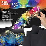 Black Alcohol Ink Paper 25 Sheets Heavy Black Art Paper for Alcohol Ink & Black Watercolor Paper, Synthetic Paper A4 8x12 Inches (210x297mm), 200gsm Cardstock
