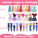 16 Pcs Doll Clothes and Accessories for Doll, 11.5 Inch Doll Outfit Collection Including 3 Short Skirts 2 Sequin Skirts 2 Sets 3 Tops 3 Pants 3 Floral Skirts(Random Style), for Girls Birthday Gifts