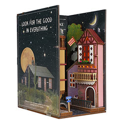 Fsolis DIY Book Nook Kit，DIY Dollhouse Book Nook Bookshelf Insert Bookcase Book Stand Personalized Assembled Bookends Diorama Decor Alley Miniature Kit ( YS02)