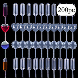 200Pcs Cupcake Pipettes 4ml Plastic Squeeze Transfer Pipettes for Strawberries Chocolate Ice Cream Mini Dropper Heart Flowers Standard