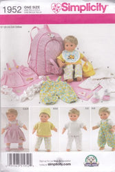 Simplicity 1952 15'' Doll Carrier and Doll Clothes Sewing Patterns