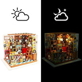 Hands Craft DIY Miniature Dollhouse Kit | 3D Model Craft Kit | Laser Cut Pieces | LED Lights | 1:24 Scale | Adult Teen | Sam's Study Library, 193 pcs.