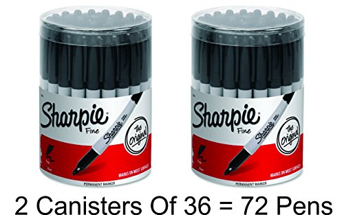 2 x Sharpie Permanent Markers, Fine Point, Black, Box of 36