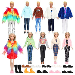 SOTOGO 20 Pieces Doll Clothes and Accessories for 11.5 Inch Girl Doll Fashion Winter Include 10 Sets Girl and Boy Winter Clothes and 20 Pieces Doll Accessories