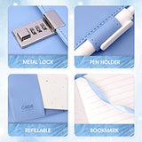 CAGIE Diary with Lock Combination Digital, Lockable Secrets Journal, 224 Pages Thick Refillable Locked Diary, 5.9 x 7.9 Inch Blue Locking Notebook for Adults Women
