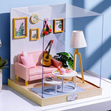 LoveinDIY 1:24 DIY Doll House Miniature Kit Toy Furniture LED Light W/ Dustproof Cover