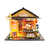 WYD Japanese Grocery Store Wooden Creative Doll House Store DIY Assembled Model Building Kawaii Puzzle with Dust Cover